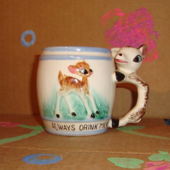 Other - Vintage Kitsch Child's Always Drink Milk Deer Mug